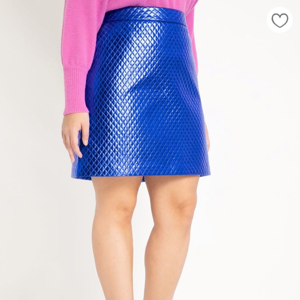 Eloquii Metallic Faux Leather Quilted Skirt 22